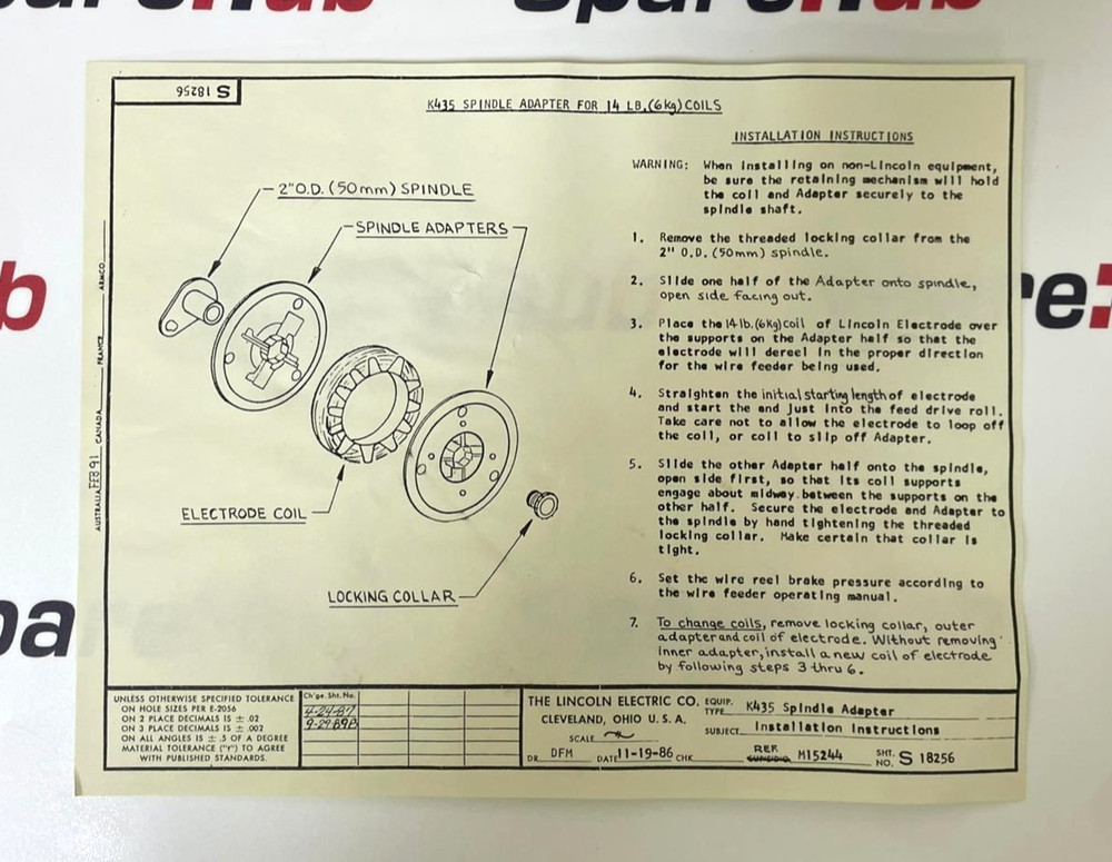 LINCOLN ELECTRIC K435 Spindle Adapter