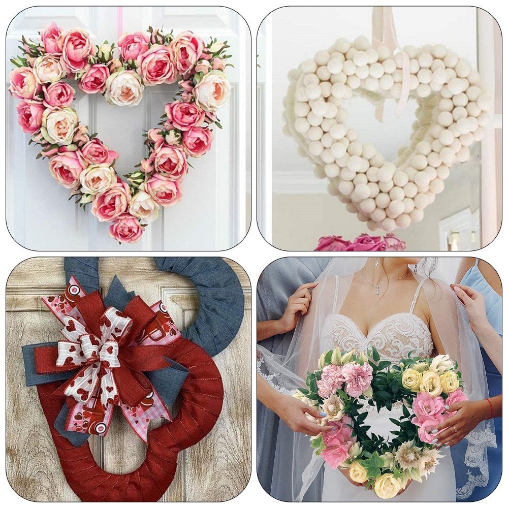 4 Pcs Heart Wreath Form Wire Frame Hanging Floral Making