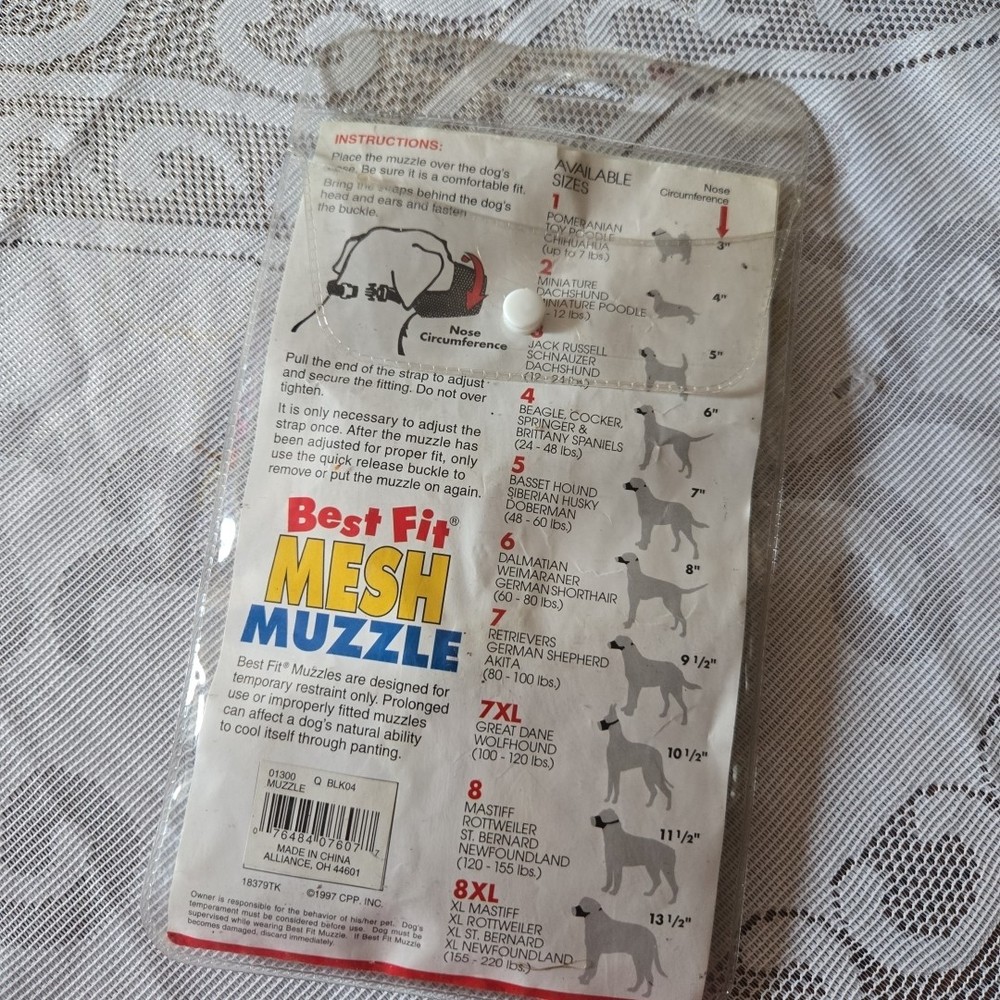 Best Fit Mesh Muzzle Size 4 for Medium Dogs