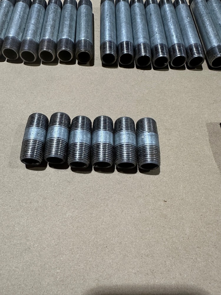66x Pack Pipe Nipple Assorted Galvanized Steel 3/8" Dual Thread Multiple Sizes