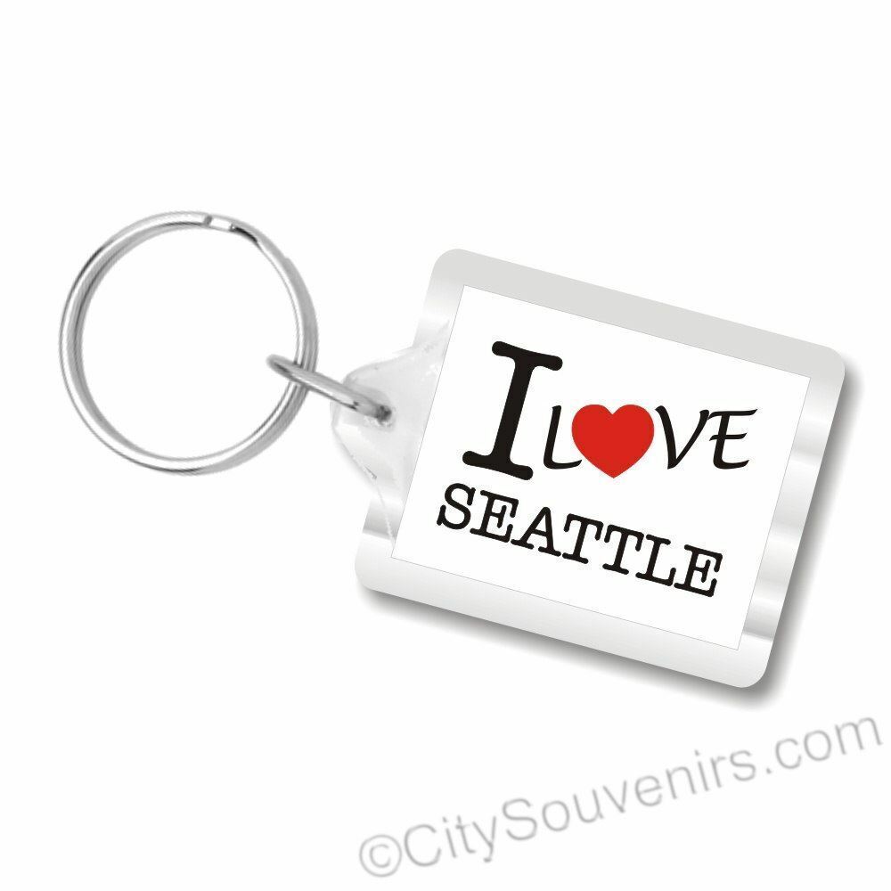 I Love Seattle Plastic Key Chain
