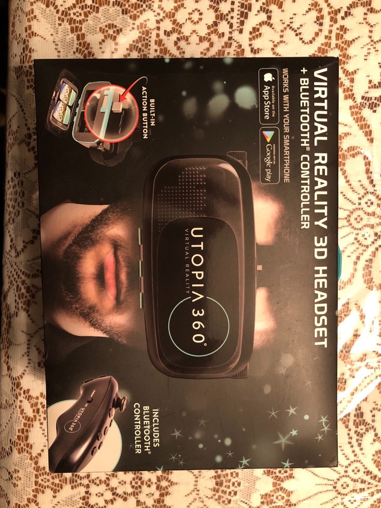 ReTrak Utopia 360 Virtual Reality 3D Headset Bluetooth Controller Apple Android