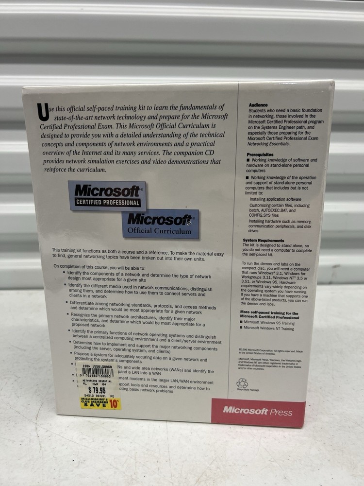 Microsoft Networking Essentials Training Kit w/ CD-ROM Sealed Microsoft Press