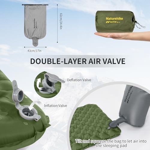 25oz Ultralight Sleeping Pad, Insulated Inflatable Sleeping Rectangular Green