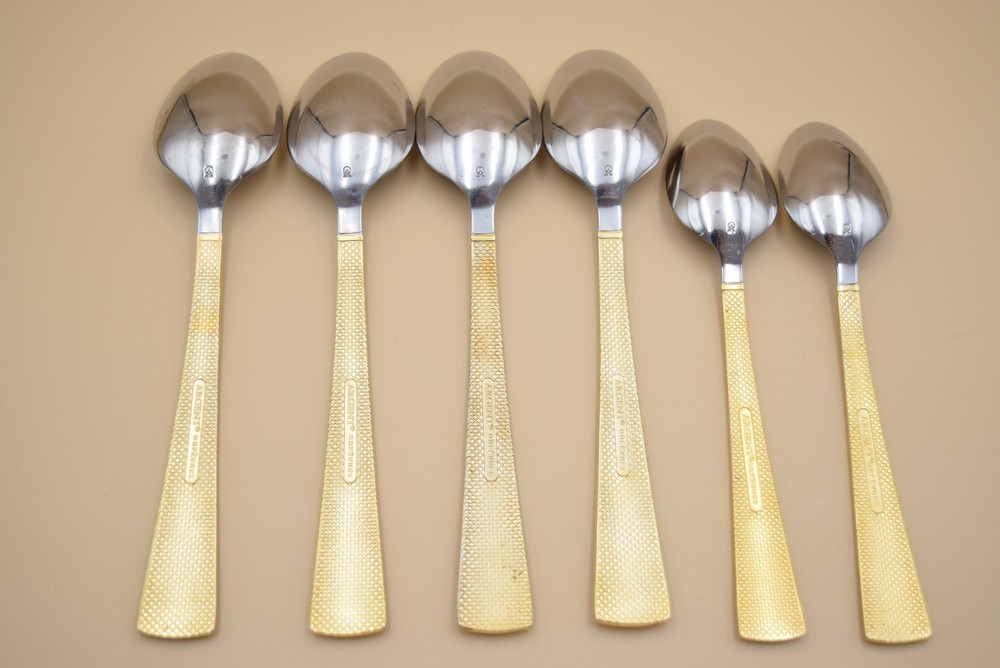 Argent Orfevres 14pc Flatware Gold Tone Dotted