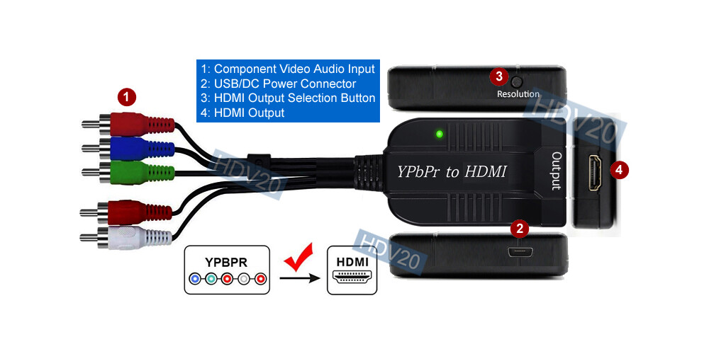 Analog YPbPr Component Video To 1080p HD Converter