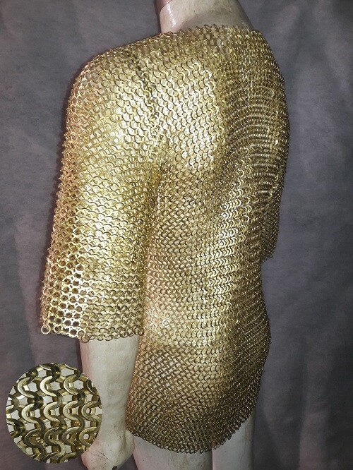 Brass Chain mail Shirt 9 mm Flat riveted With Washar Medium Size