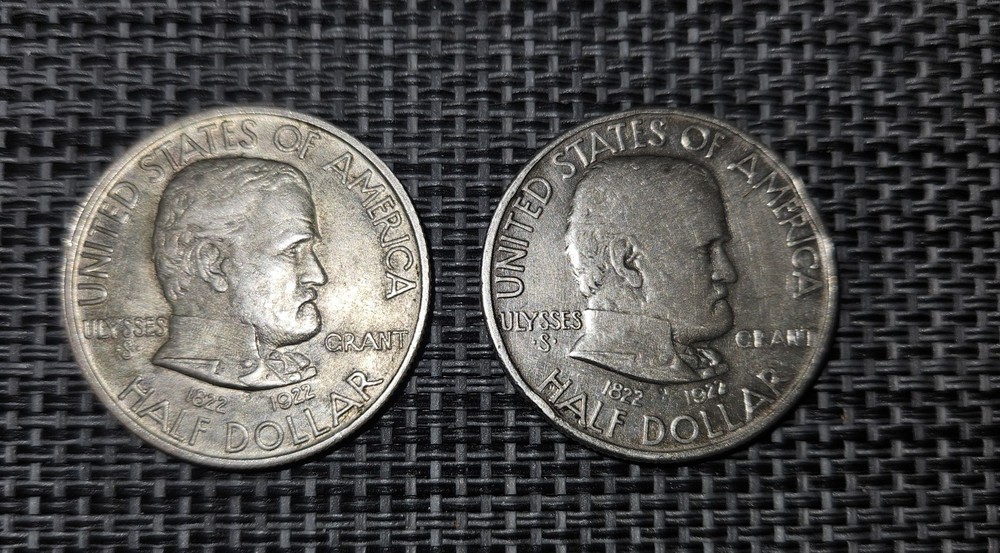 Two 1922 US Grant Half-Dollars