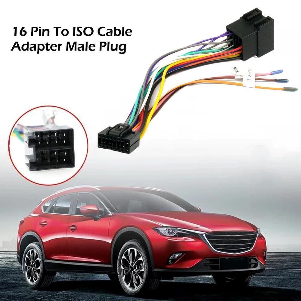 16 Pin to ISO Adapter Cable for Android Car Stereo ISO Standard Plug