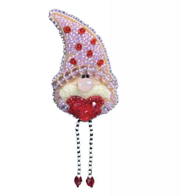 Crystal Art Beadwork kit for creating brooch "Valentine" BP-356C