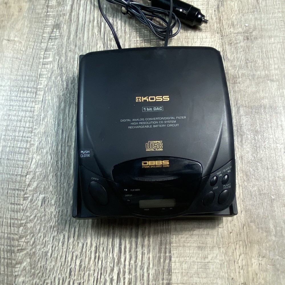 KOSS Portable CD Player DAC Model Disc Man With Car Stabilizer Works TESTED
