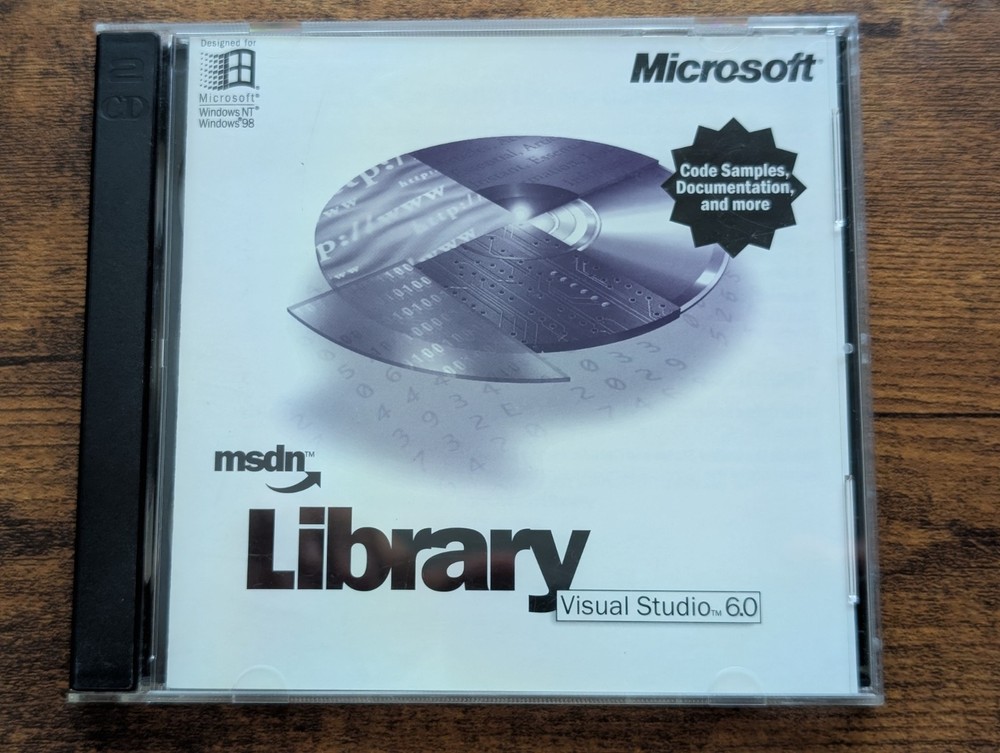 Microsoft MSDN Library Visual Studio 6.0 (1998) 2-CD Set w/ Case Windows 95/98 N
