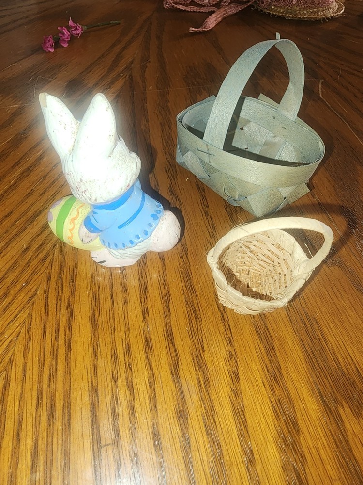 Miniature Easter Bunny W/ 2 Baskets