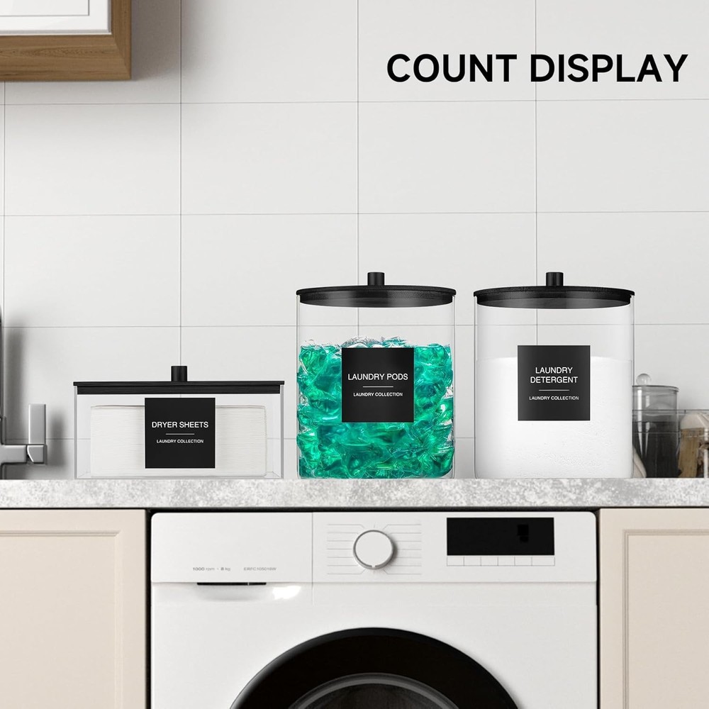 Glass jar and acrylic drying rack, laundry detergent container