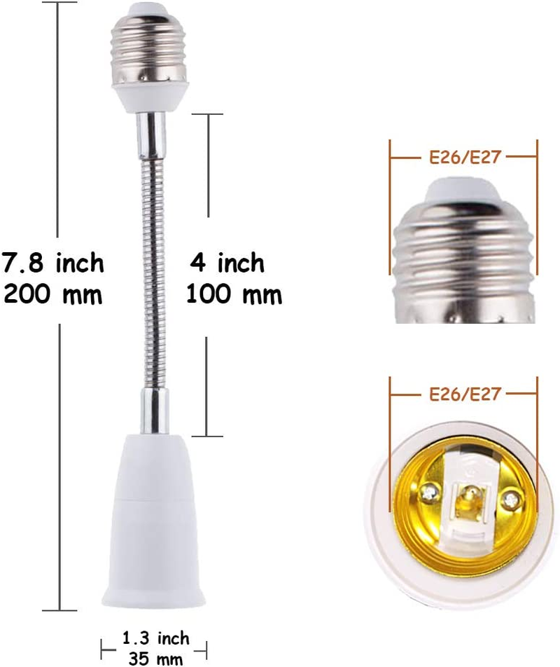 4 Pack E27 Adjustable Flexible Light Bulb Extension Socket Lamp Adapter Extender