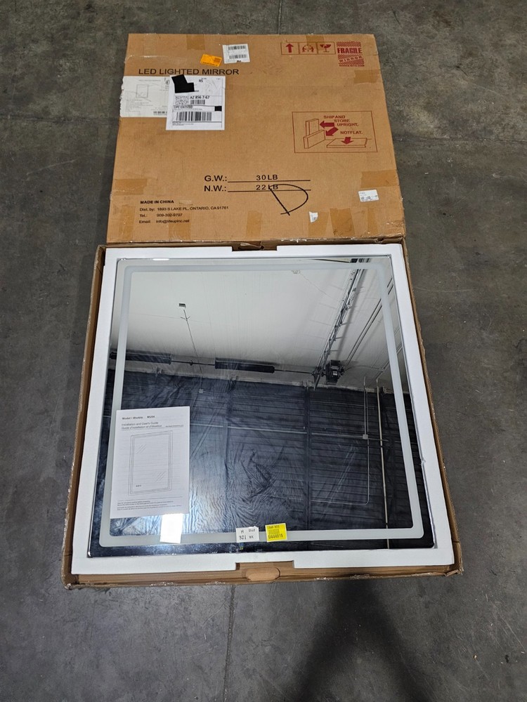 Round Corner Rectangular Frameless 36" W x 36" H Wall Mount LED Bathroom Mirror