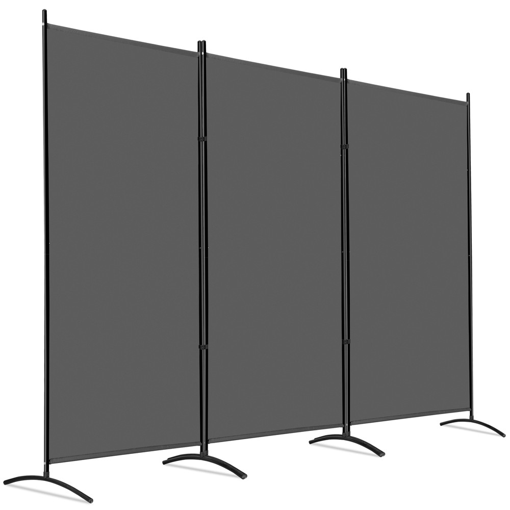 3 Panel Room Divider 6 FT Folding Privacy Screen Wall Partition Separator Gray