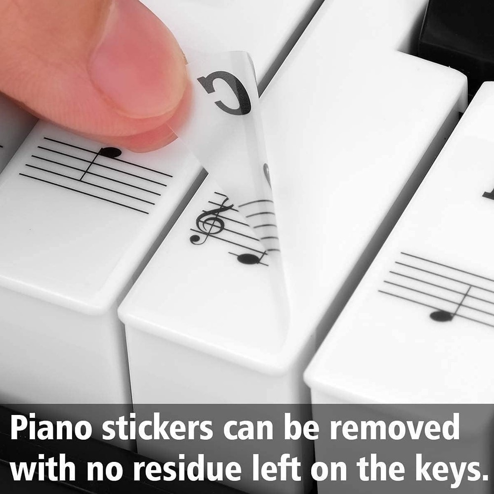 Protective 88-Key Piano Note Stickers: Reusable Labels for Effortless Learning