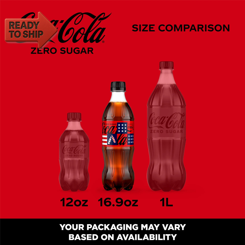 Zero Sugar Soda Pop Bottles, 16.9 Fl Oz, 6 Pack