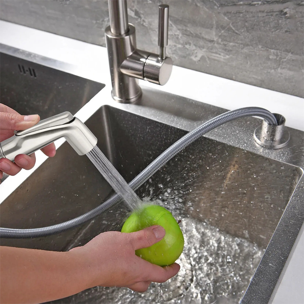 Brushed Nickel Pull Out Sink Side Sprayer Head Kitchen Faucet Replacement