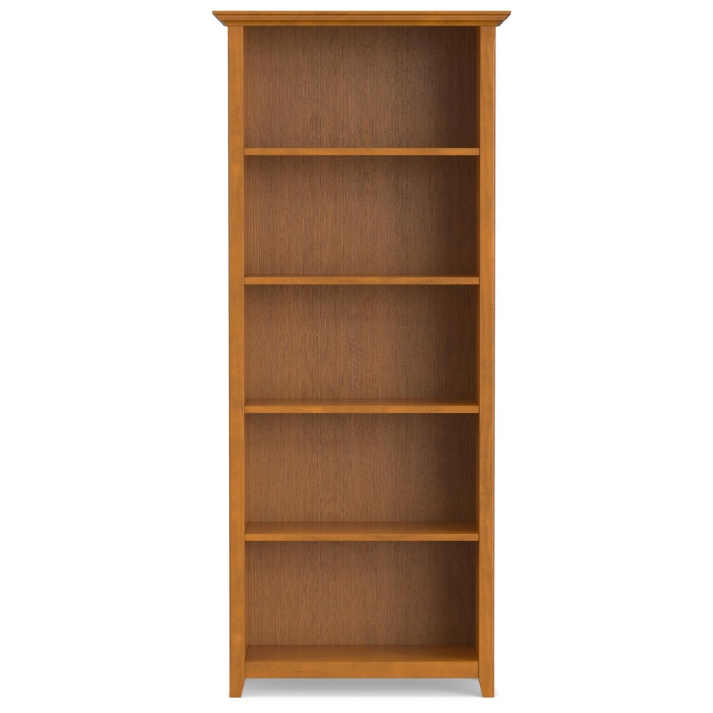 SIMPLIHOME Amherst SOLID WOOD 30 Inch Transitional 5 Shelf Bookcase in Light