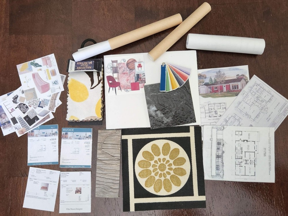 1/6 SCALE Mini Interior Design Set - Blueprints, Paint, Fabric, & Tile Samples
