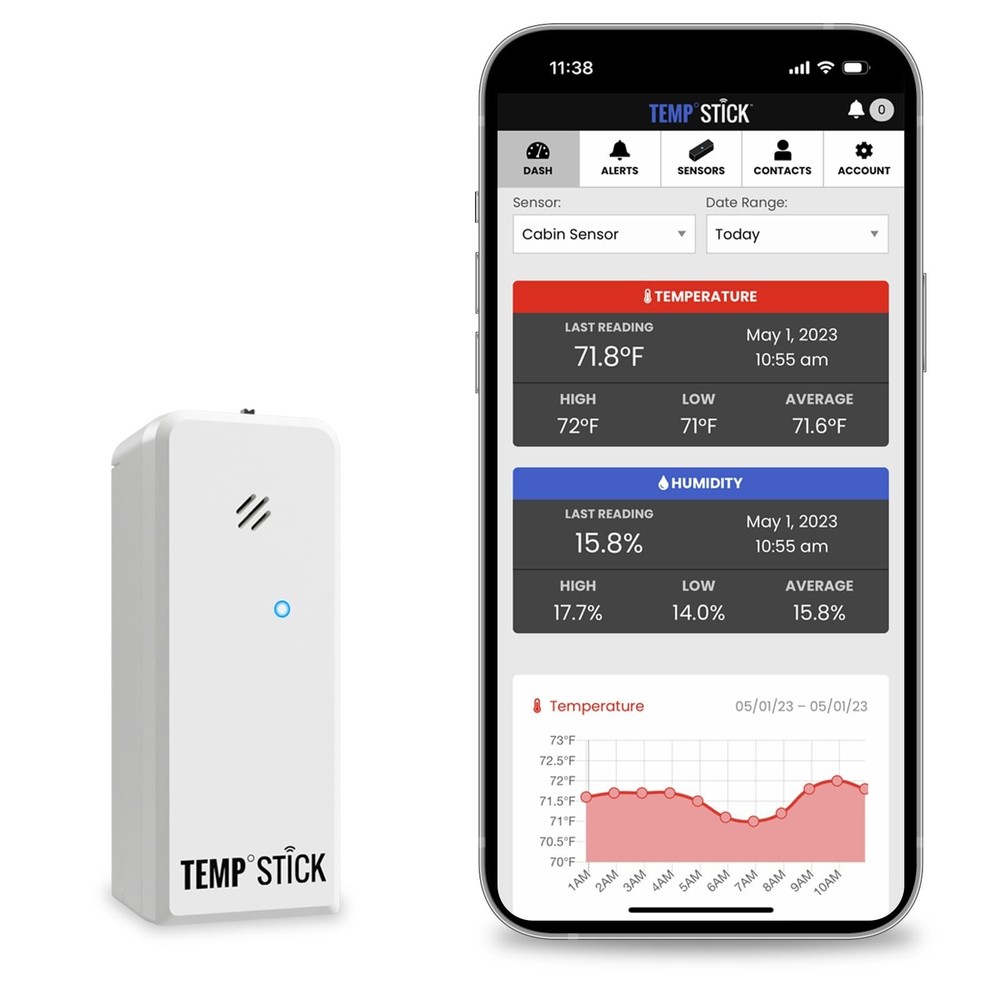 Temp Stick Remote WiFi Temperature & Humidity Sensor, Data Logger. No Subscri...