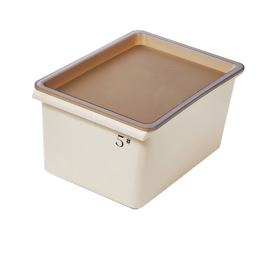 Storage Bin Plastic Box with Lid Stackable Cream Style Ample Capacity Grooved Bo