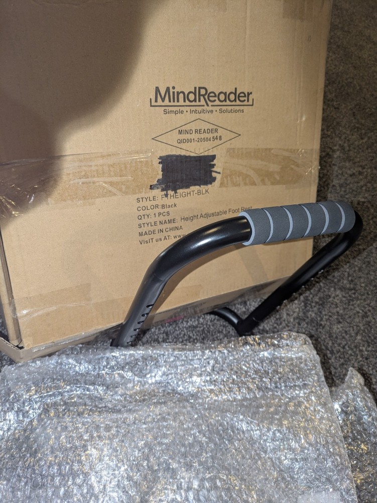 Mindreader Black Ergonomic Height Adjustable Standing Foot Rest Relief Platform