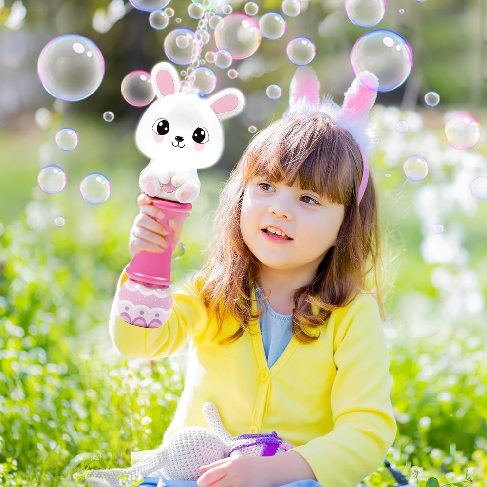 SpringFlower Bubble Blower Wand,Bubble Maker with LED Light-Up Effect for Kids,B