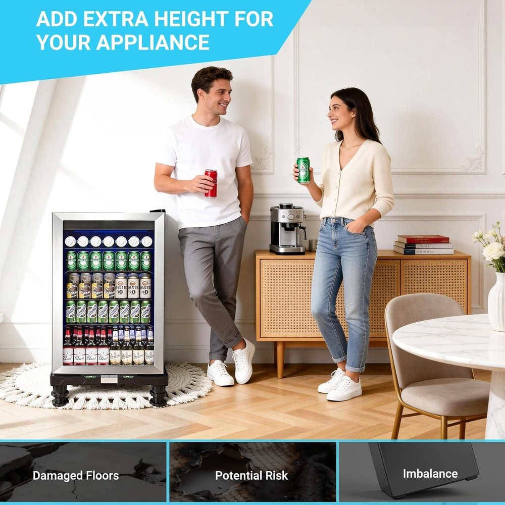 Mini Fridge Stand Universal Raised Base Adjustable Refrigerator Stands with 4...