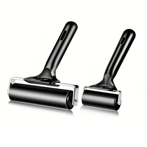 2 Pack Brayer Rollers, Professional Rubber Art Rollers with Comfortable Hand
