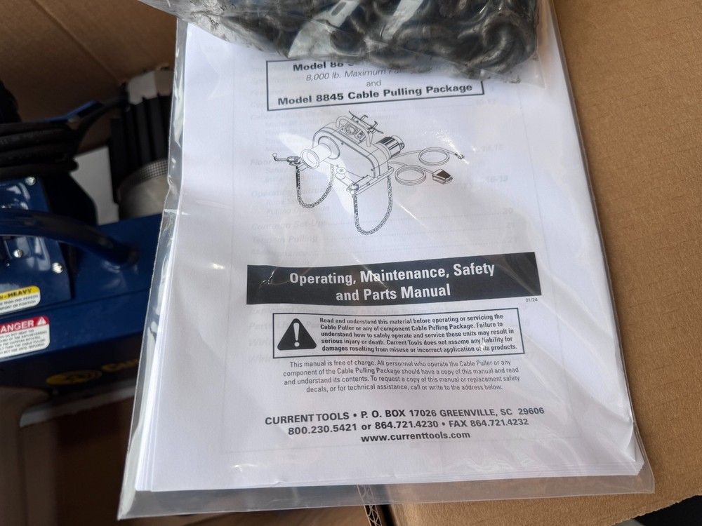 NEW - Current Tools Model 88 Cable Puller - 8845 Cable Pulling Package w/ Mount