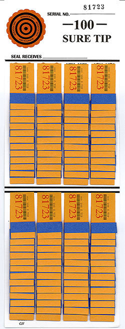 12 - # 100 Sure Tip Boards (1-100) Pull Tabs/Jar Tickets FREE Ship