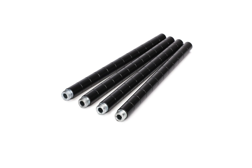 12" Extension Pole, 7/8" pole diameter 1.0 mm thickness, Black, 4-PACK