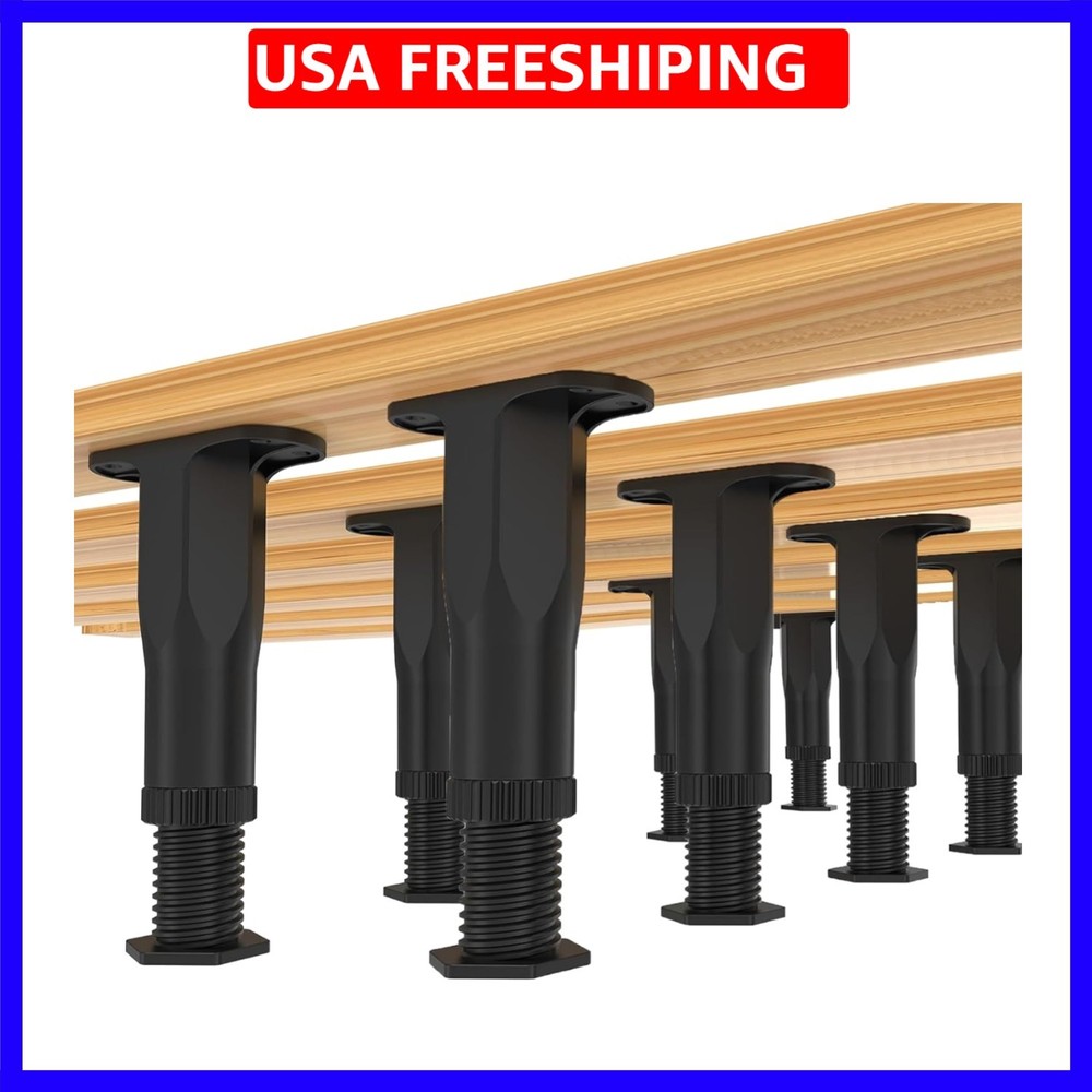 8 PCS Adjustable Bed Frame Support Legs, Heavy Duty Replacement Bed Legs Kit ...
