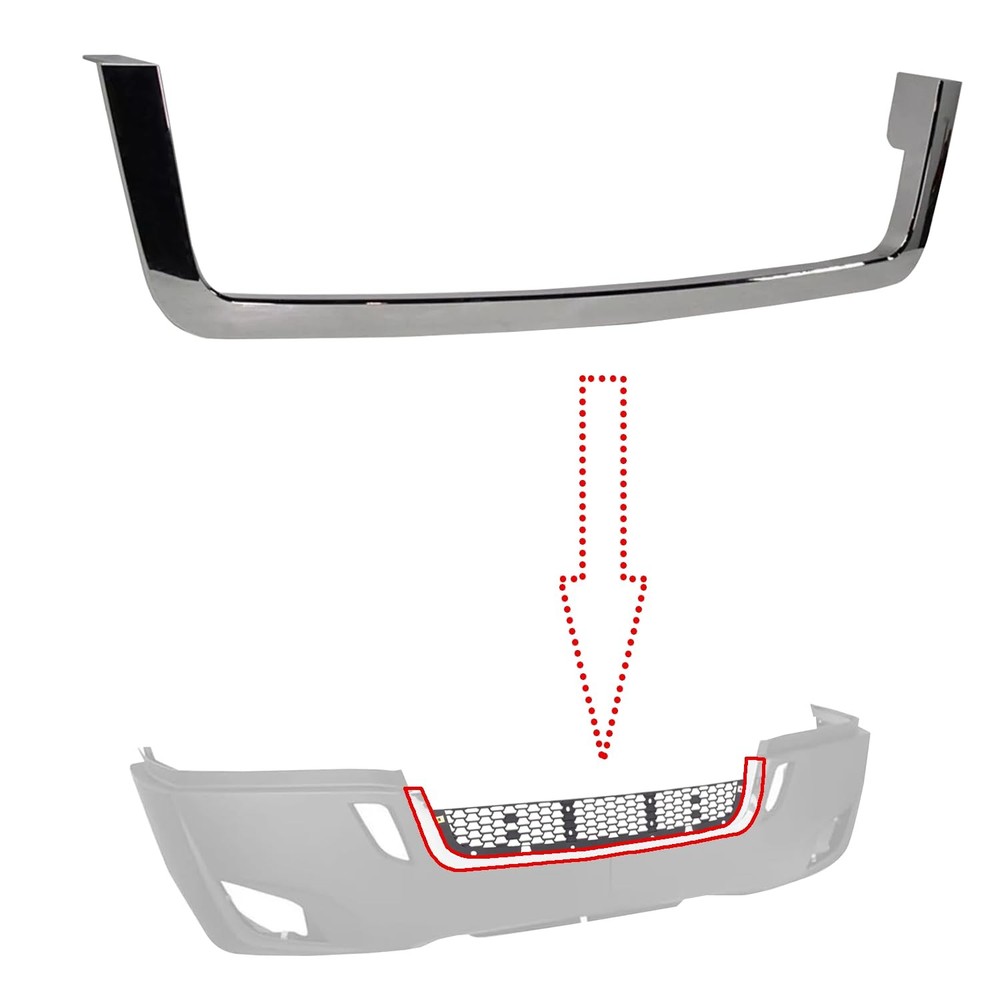 Chrome Front Bumper Center Trim Compatible Cascadia 2017-2025