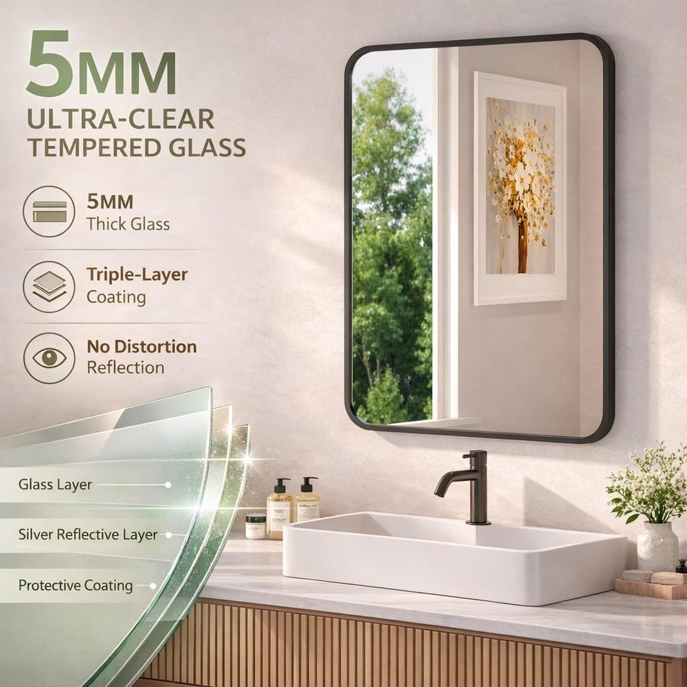 Black Bathroom Mirror for Over Sink - 22×30 Rectangle Bathroom Vanity Mirror ...