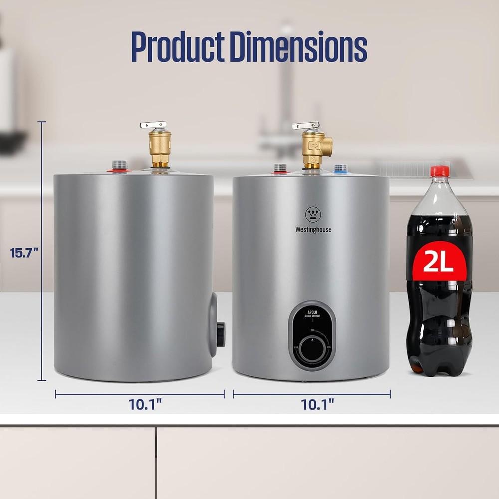 1.5 Gal 6.6L Electric Mini Tank Instant Hot Water Heater for Under Sink, Camper