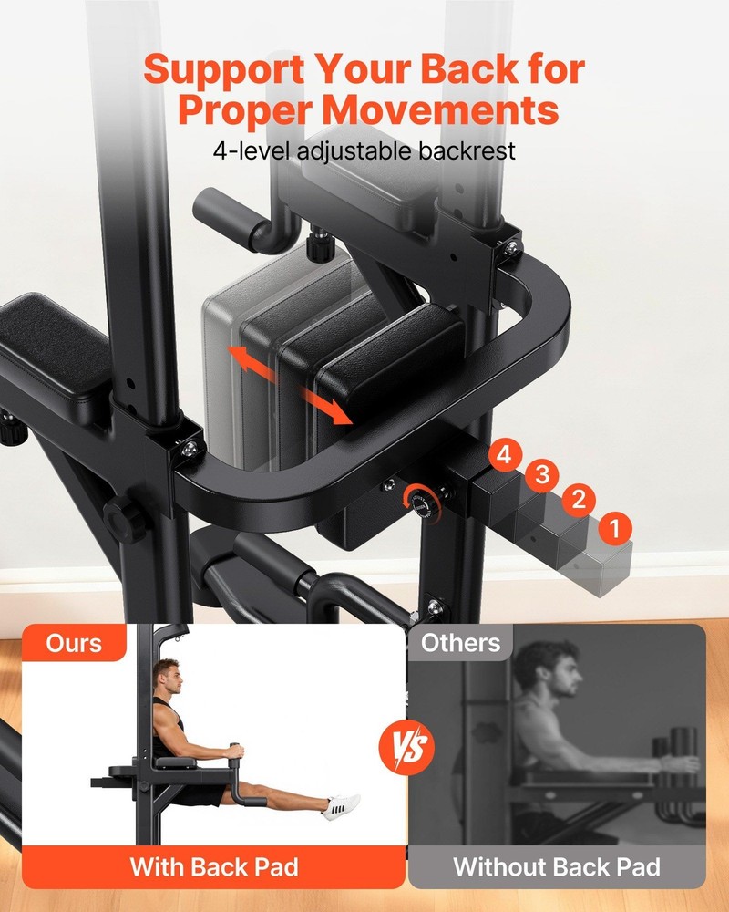 330lb Full Body Power Tower 12-Height 4-Adjust Back Rest
