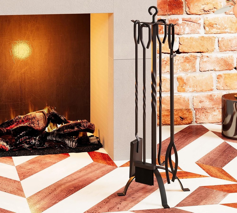 Fire Beauty 5 Pieces Fireplace Tools Sets Fireplace Accessories Tools Holder wit