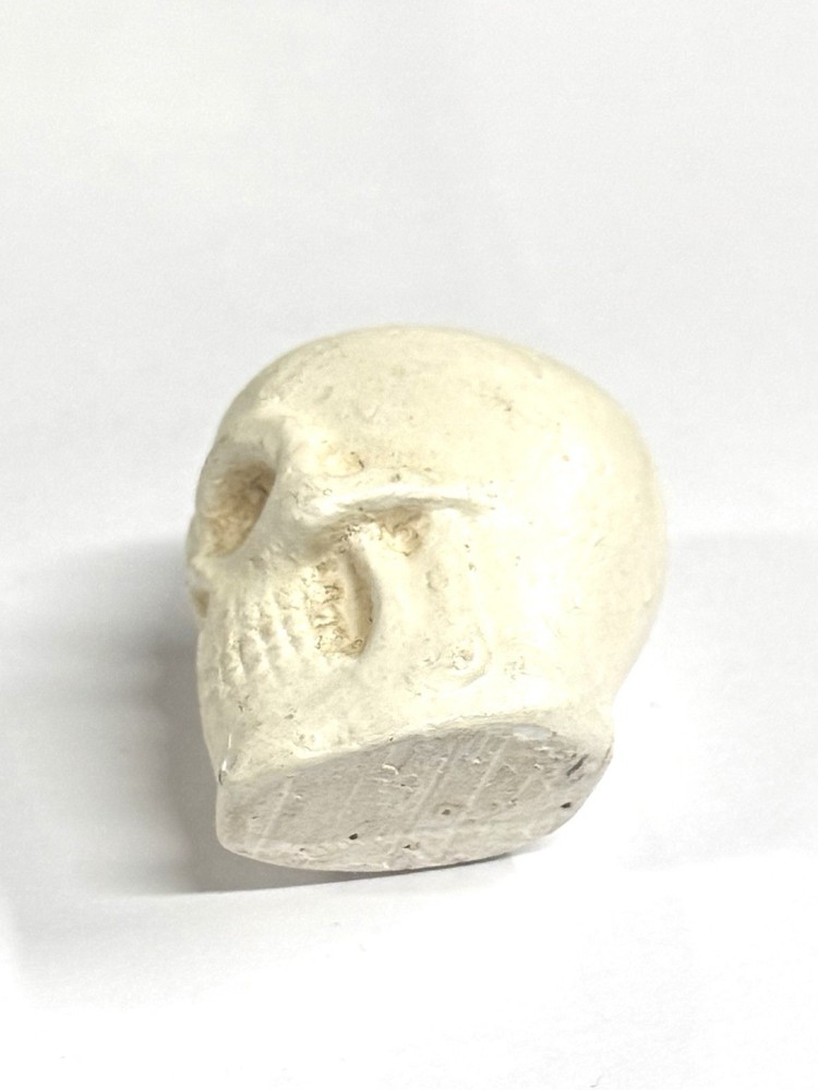vintage skull Small head Chalkware 1 5/8” White
