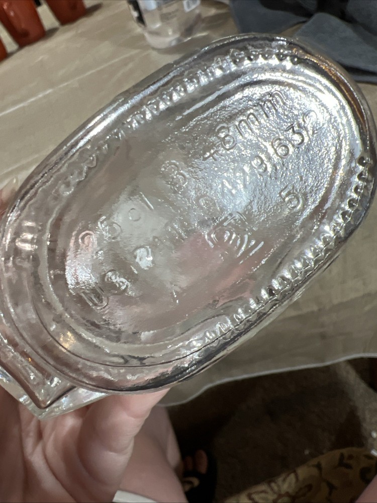 Empty Maple Leaf Pressed Glass Bottle With Lid 6.5” Stamped