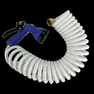 Whitecap P-0440 15' White Coiled Hose w/Adjustable Nozzle