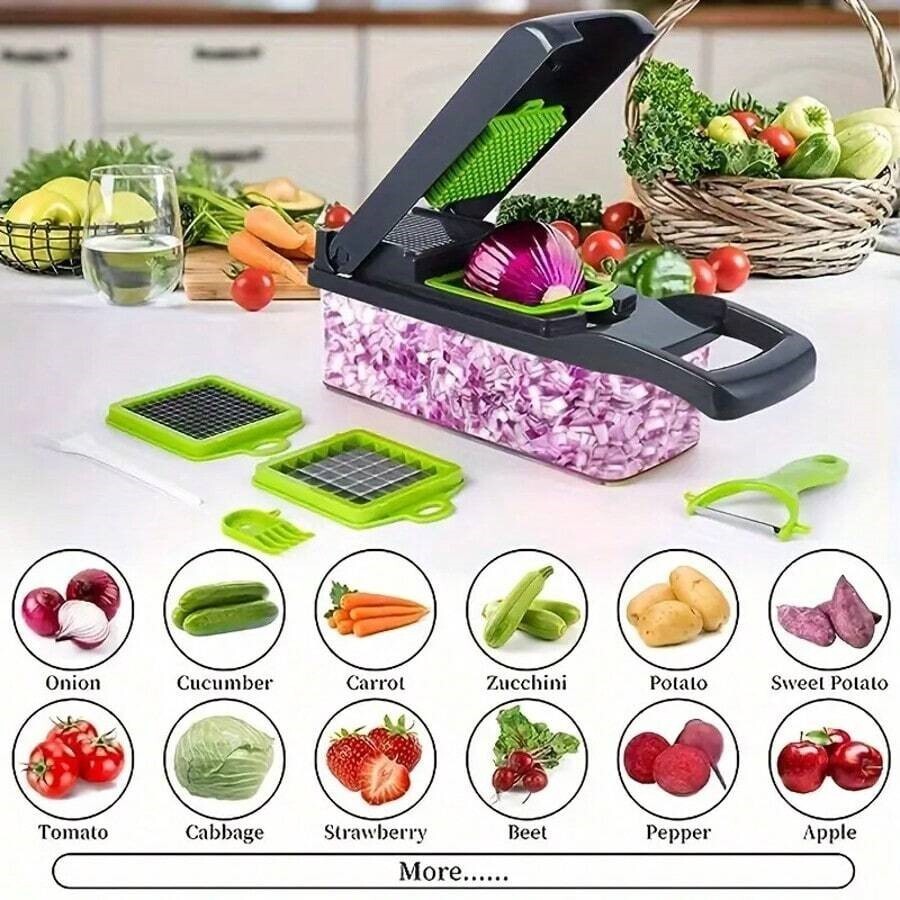 16 in 1 Vegetable Chopper & Spiralizer with Food Container Home & Kitchen Tools