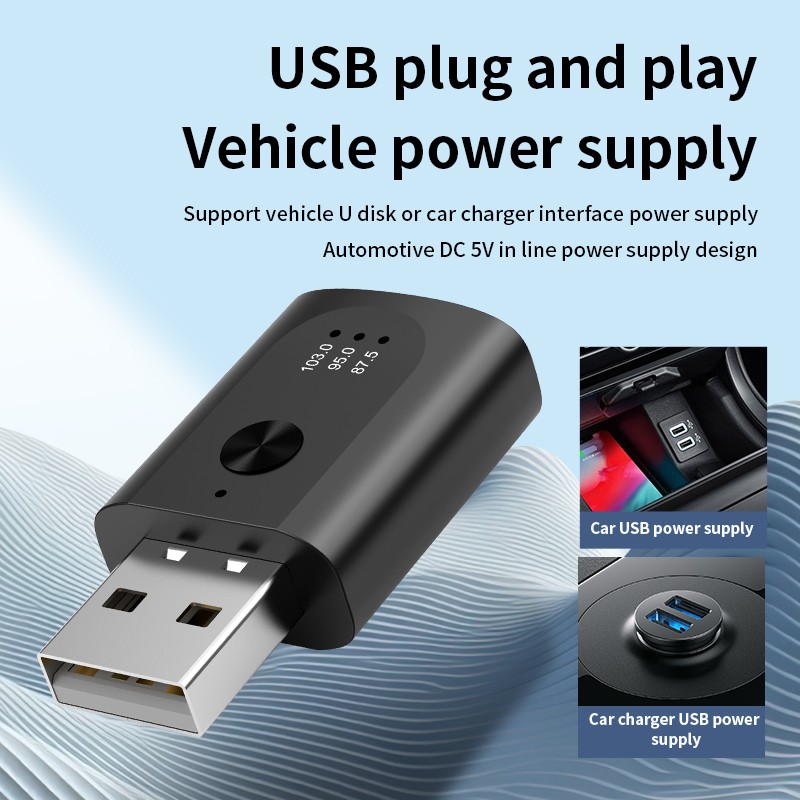 Bluetooth 5.3 Car Transmitter Receiver Handsfree Call USB Mini Wireless Audio US