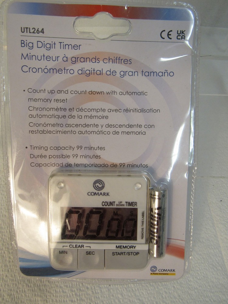 Comark UTL264 Big Digit Kitchen Digital Timer Max 99 Min White