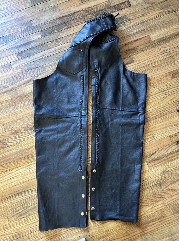 PARAGON Leather Lined Motorcycle Chaps Size XS Genuine Leather