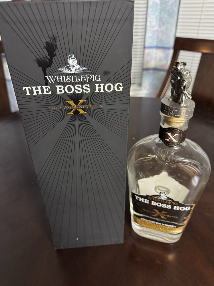 Whistlepig BOSS HOG X The Commandments BOX & BOTTLE Rye Whiskey EMPTY Unrinsed!