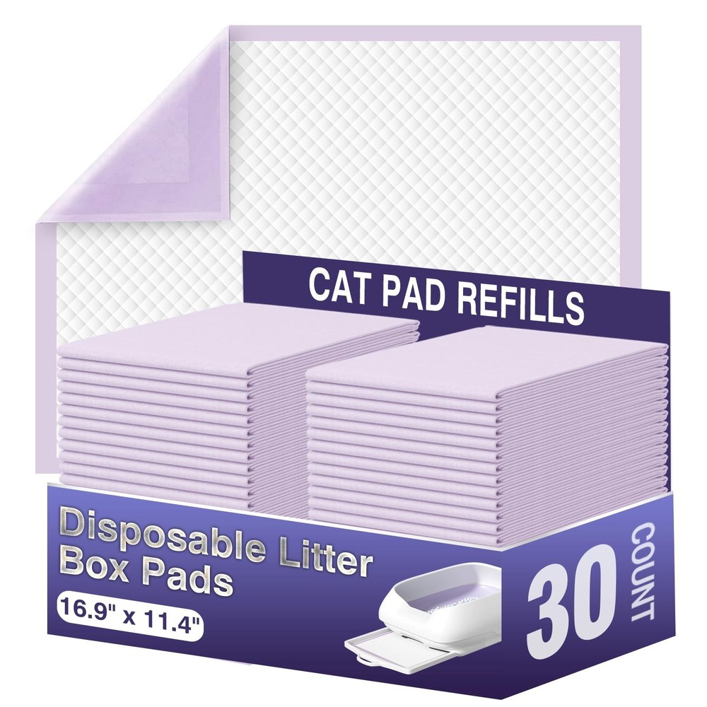 Super Absorbent Cat Pee Pads 30 Ct | Thick 6-Layer Design for Litter Systems